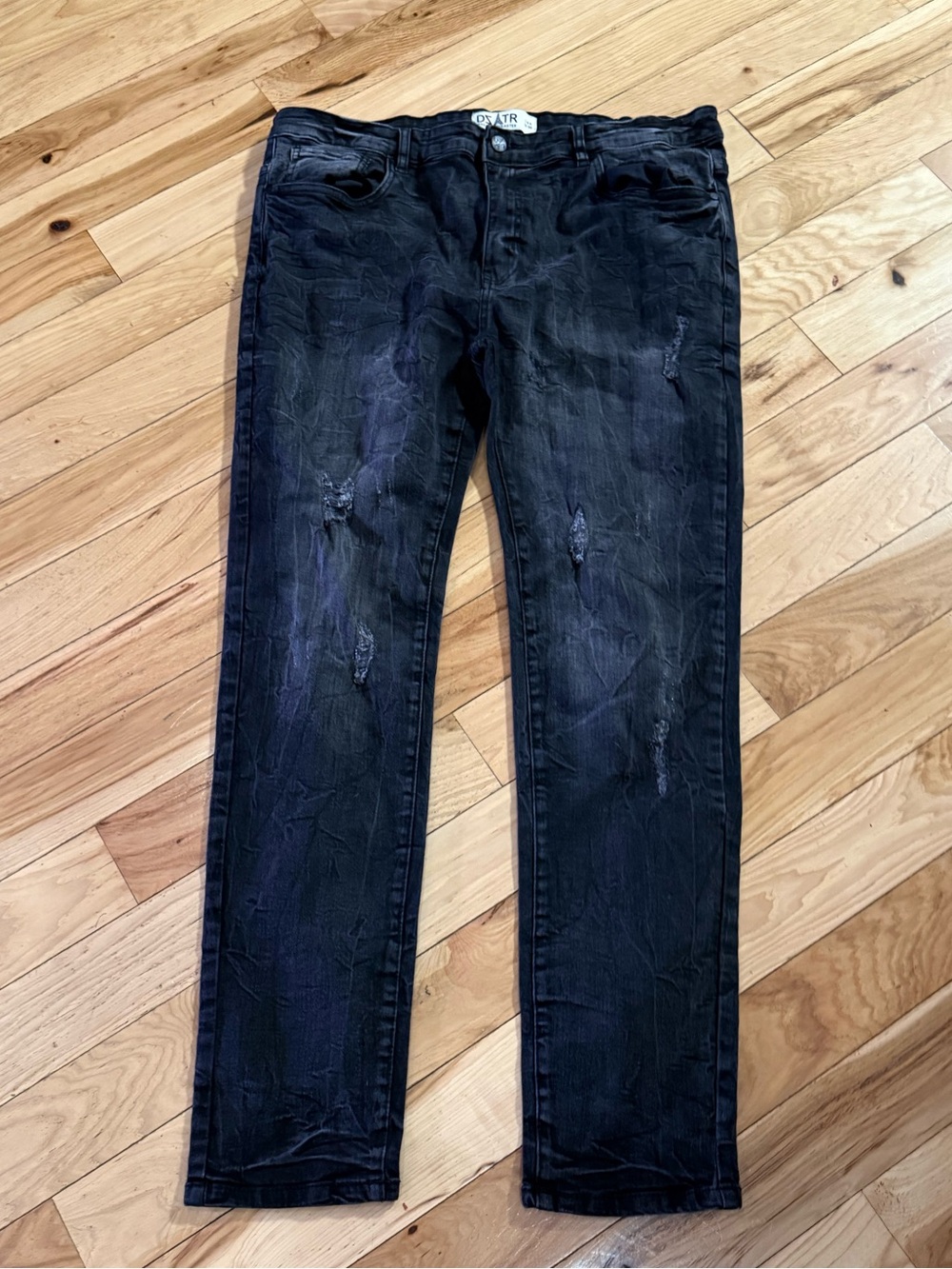 DSATR Premium Disaster Black Distressed Skinny Jeans Size 38